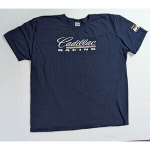 Cadillac Racing Shirt Mens XXL Navy Blue Short Sleeve T-Shirt Gildan Softstyle
